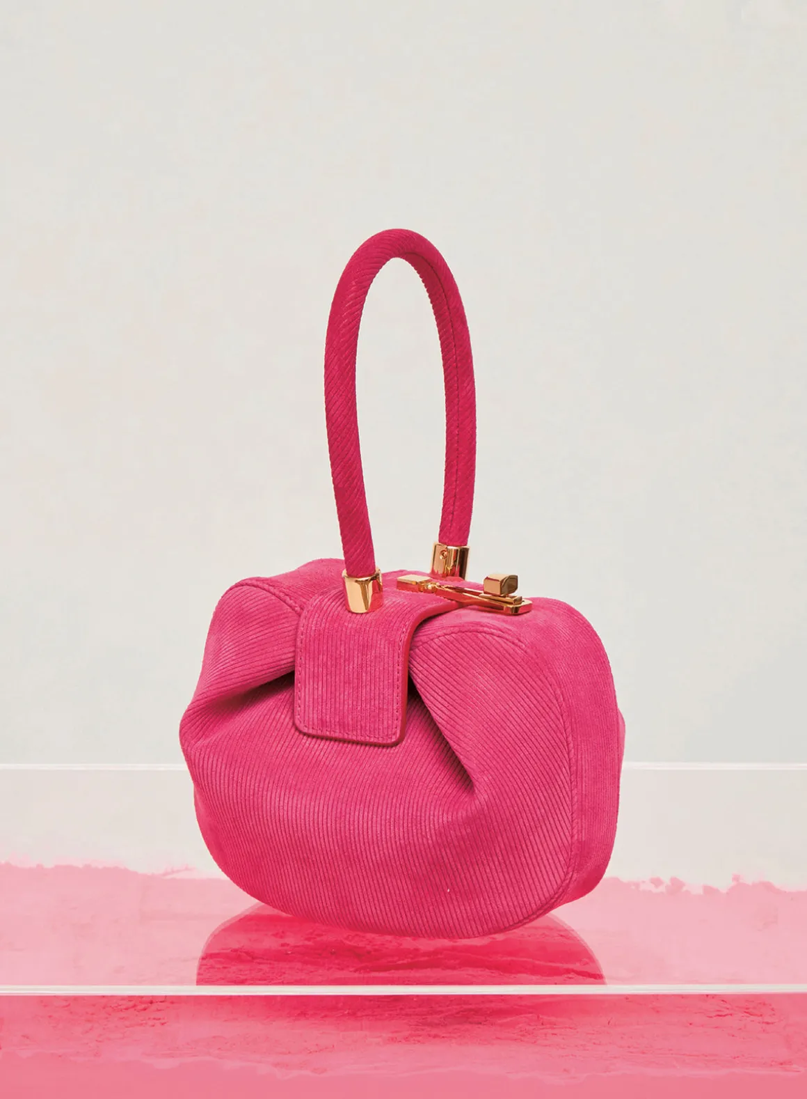 Demi Bag in Fuchsia Suede Corduroy