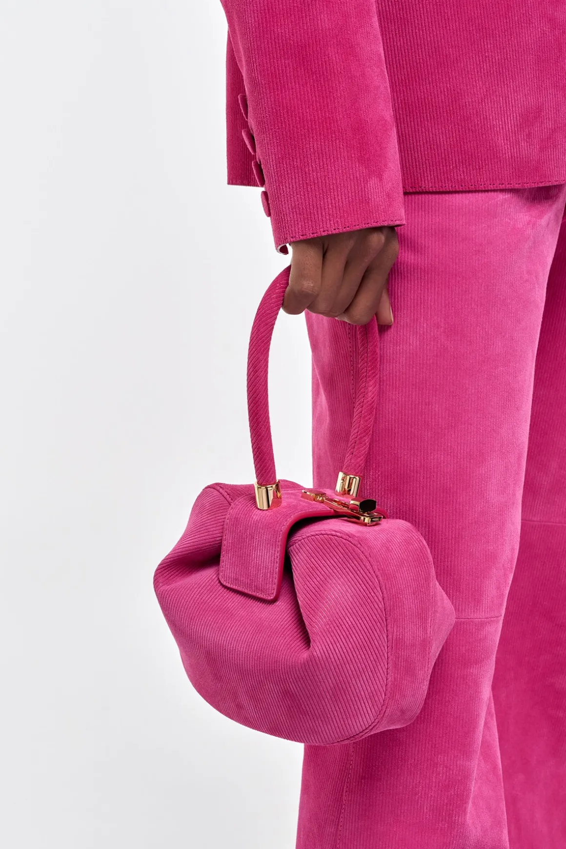 Demi Bag in Fuchsia Suede Corduroy