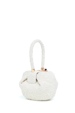 Demi Bag in Ivory Nappa Leather with Cashmere Lace