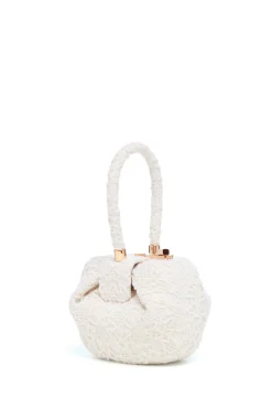 Demi Bag in Ivory Nappa Leather with Cashmere Lace
