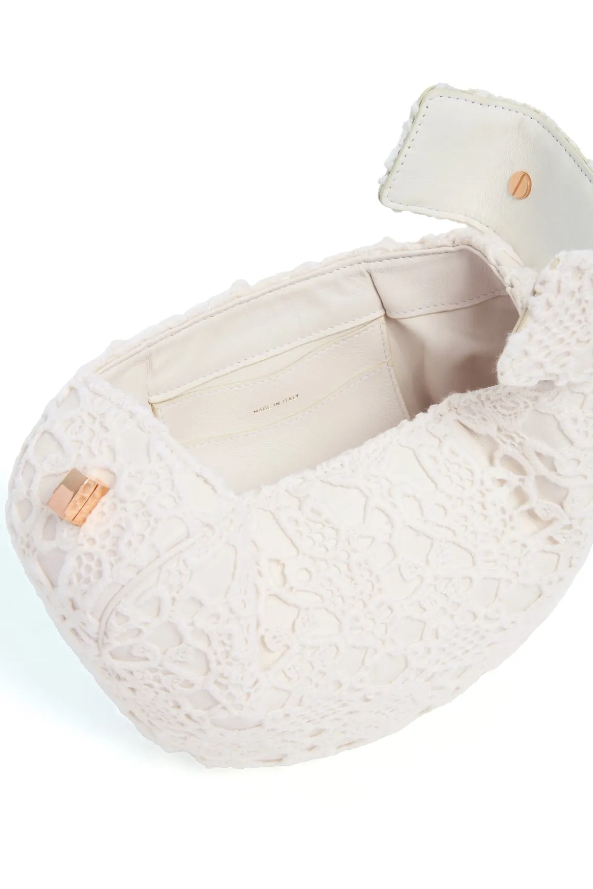 Demi Bag in Ivory Nappa Leather with Cashmere Lace