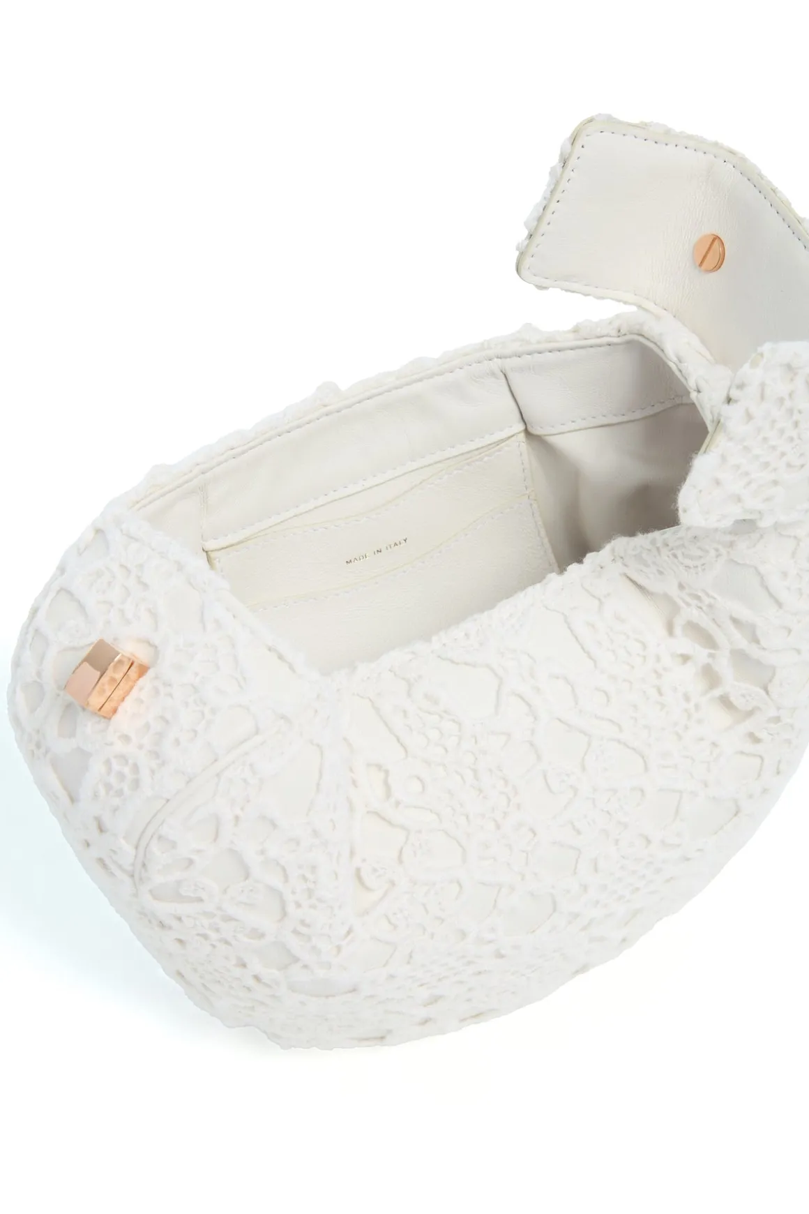 Demi Bag in Ivory Nappa Leather with Cashmere Lace