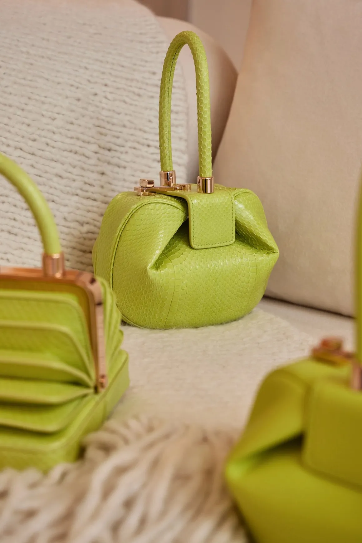 Demi Bag in Lime Adamite Snakeskin