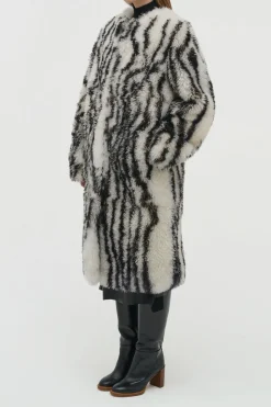 Ebel Coat in Ivory & Black Cashmere Shearling