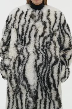 Ebel Coat in Ivory & Black Cashmere Shearling
