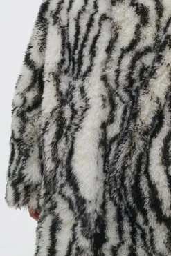 Ebel Coat in Ivory & Black Cashmere Shearling