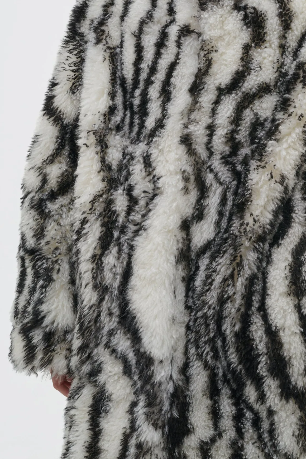 Ebel Coat in Ivory & Black Cashmere Shearling