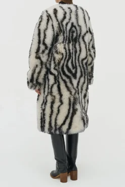 Ebel Coat in Ivory & Black Cashmere Shearling