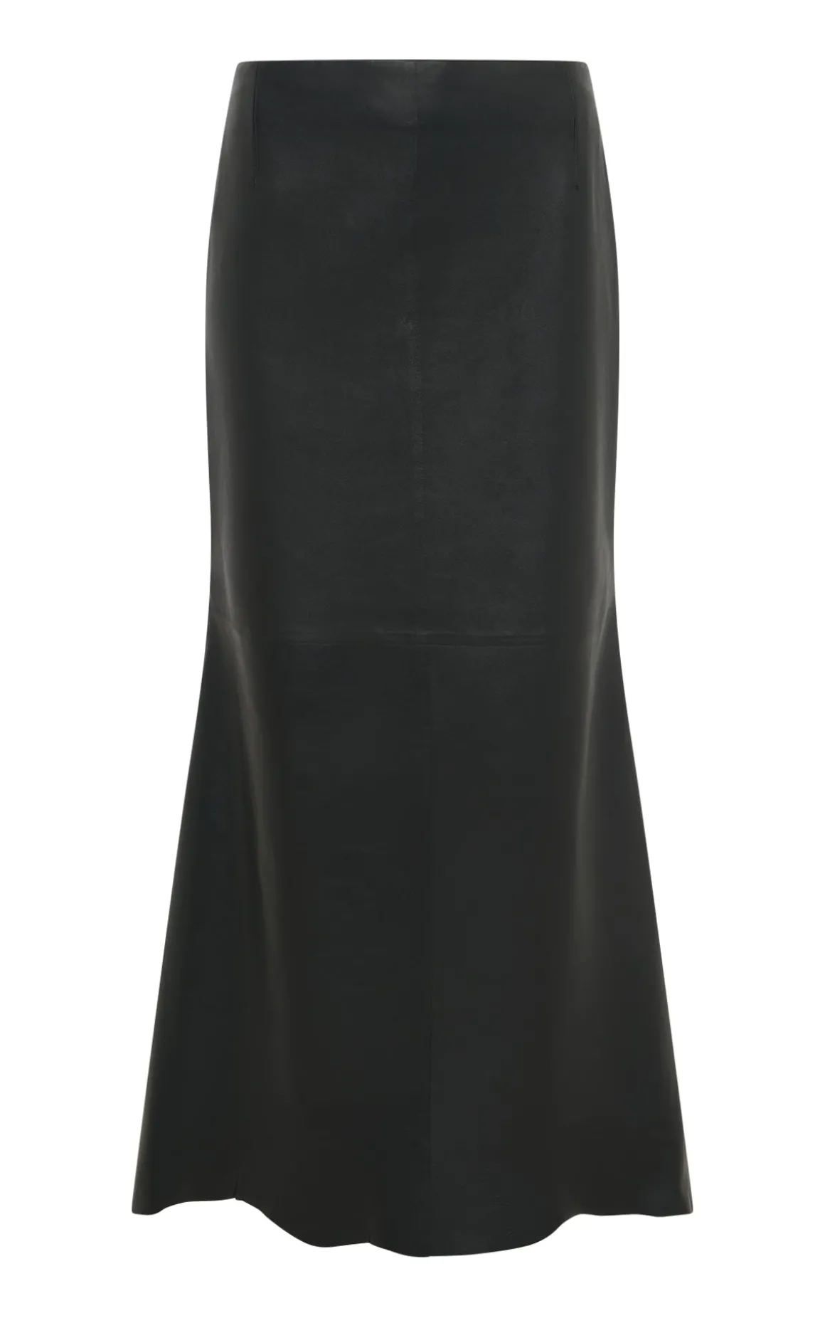 Edwardo Raw Cut Midi Skirt in Black Soft Leather