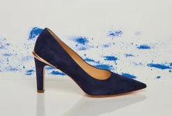 Edwina High Heel Stiletto Pump in Navy Suede