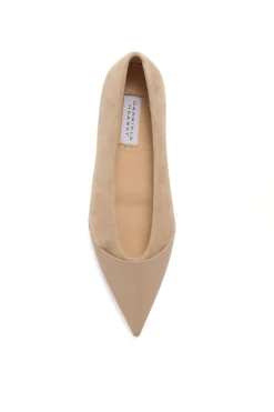 Empress Ballerina Flat Shoe in Nude Suede & Leather