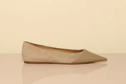 Empress Ballerina Flat Shoe in Nude Suede & Leather