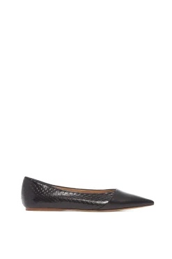 Empress Ballerina Flat Shoe in Black Snakeskin & Leather