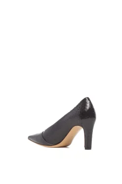 Empress High Heel Stiletto Pump in Black Snakeskin & Leather
