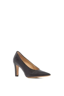 Empress High Heel Stiletto Pump in Black Snakeskin & Leather