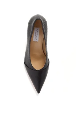 Empress High Heel Stiletto Pump in Black Snakeskin & Leather