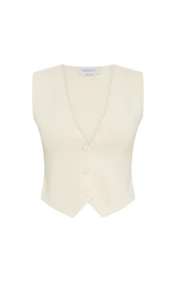 Enso Knit Vest in Off White Merino Wool Cashmere