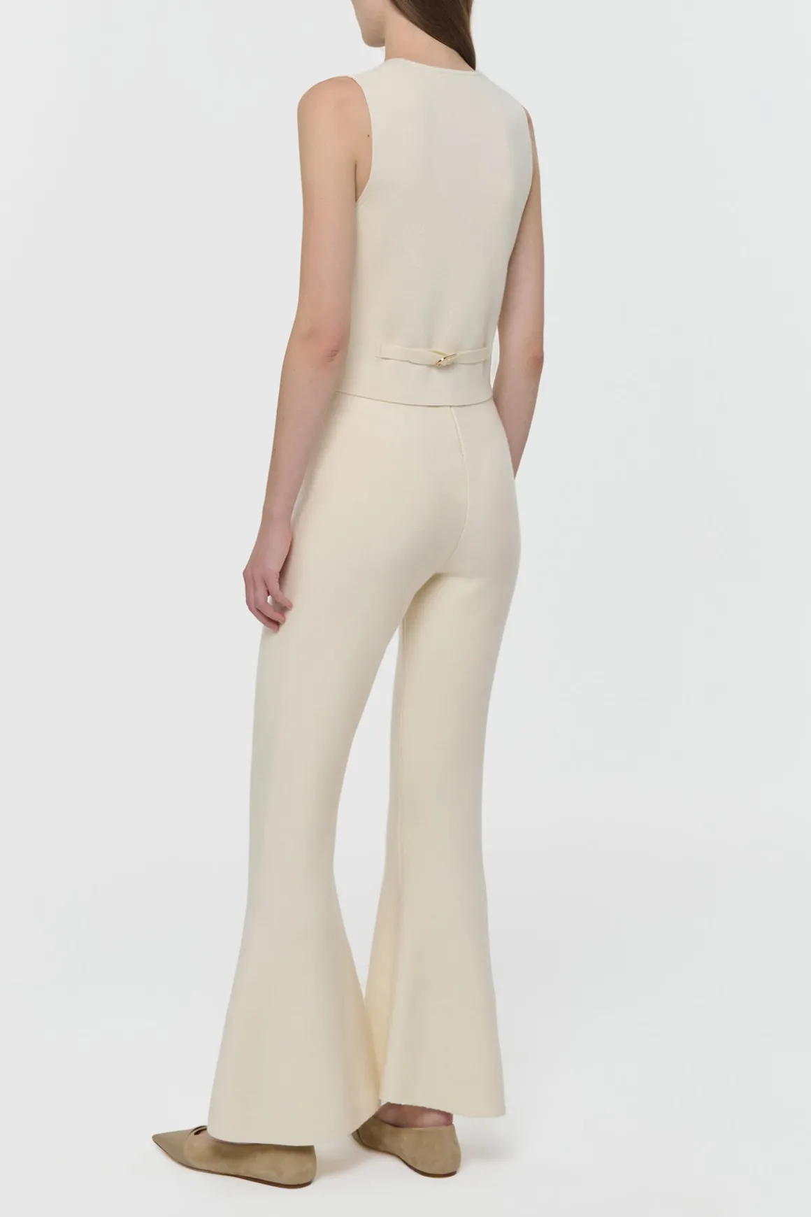 Enso Knit Vest in Off White Merino Wool Cashmere