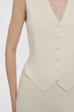 Enso Knit Vest in Off White Merino Wool Cashmere
