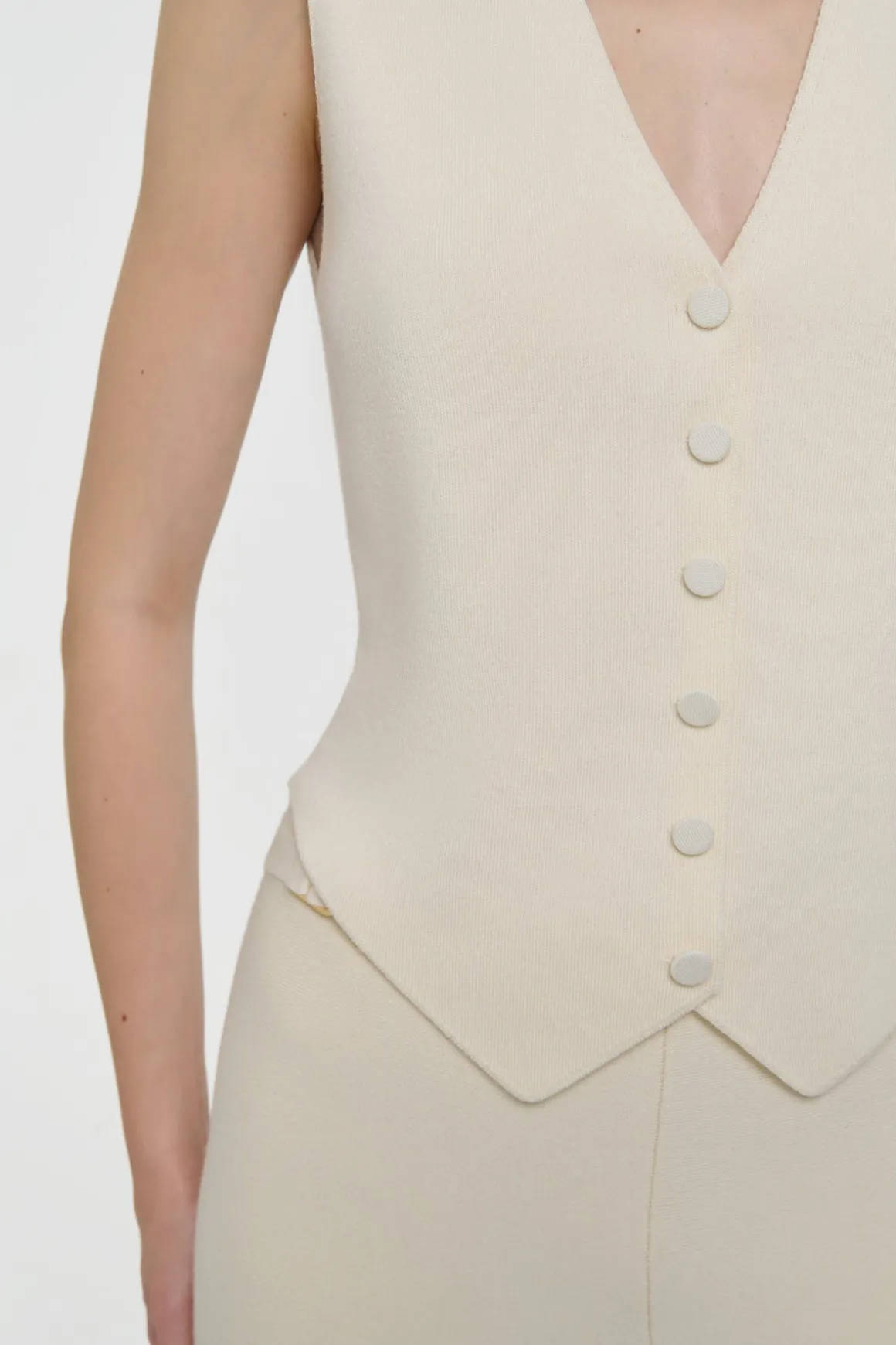 Enso Knit Vest in Off White Merino Wool Cashmere