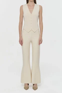 Enso Knit Vest in Off White Merino Wool Cashmere