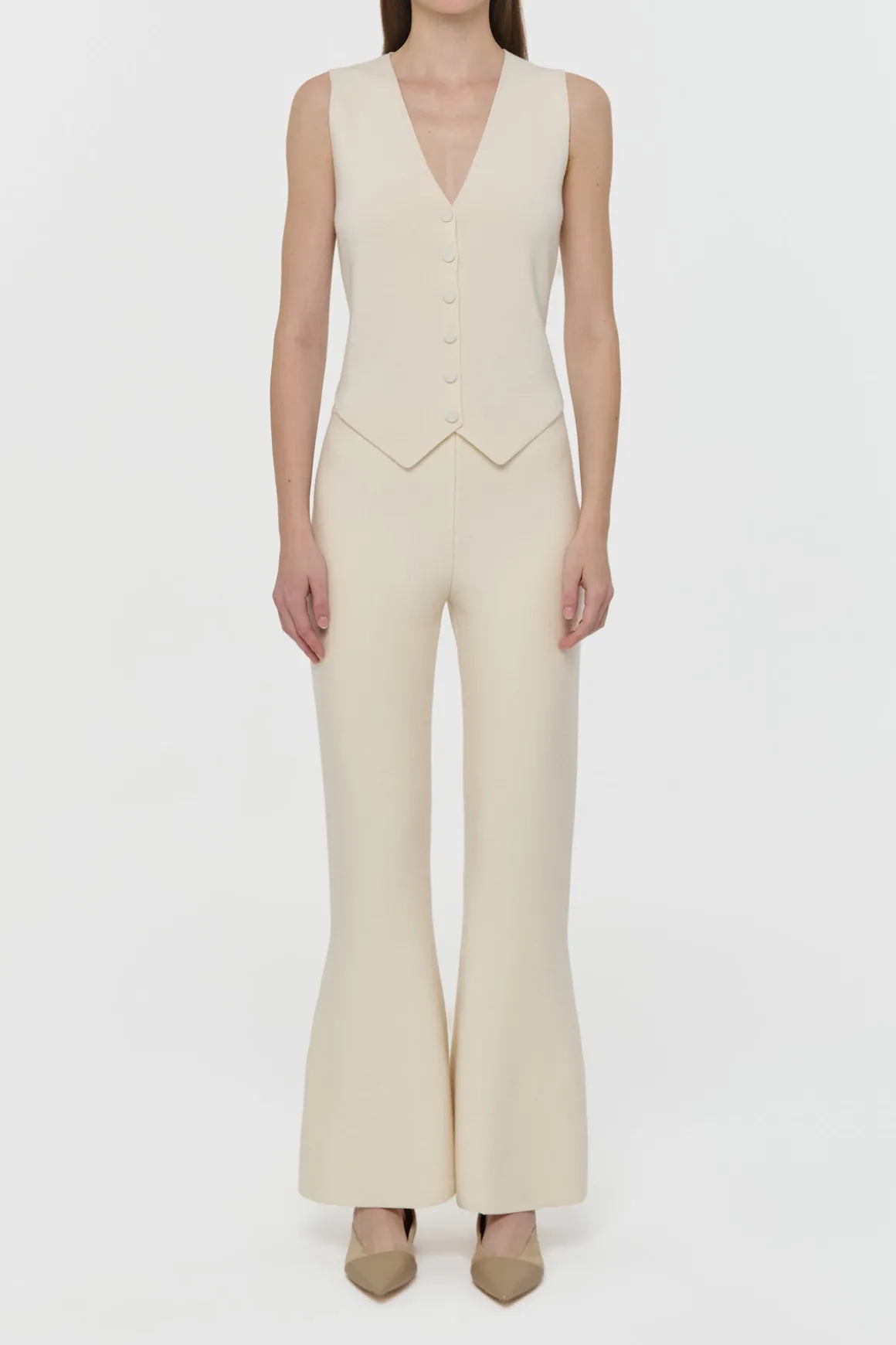 Enso Knit Vest in Off White Merino Wool Cashmere