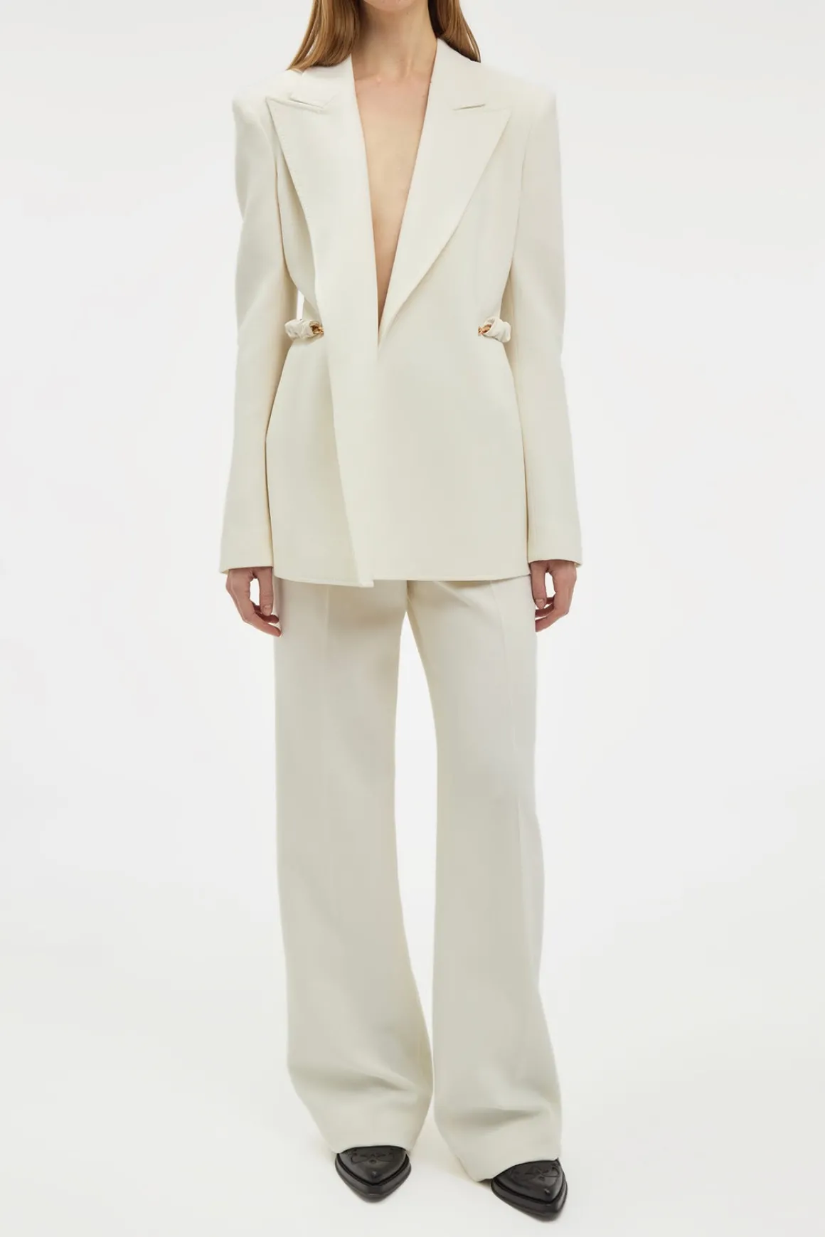 Epona Chain Blazer in Ivory Recycled Virgin Wool