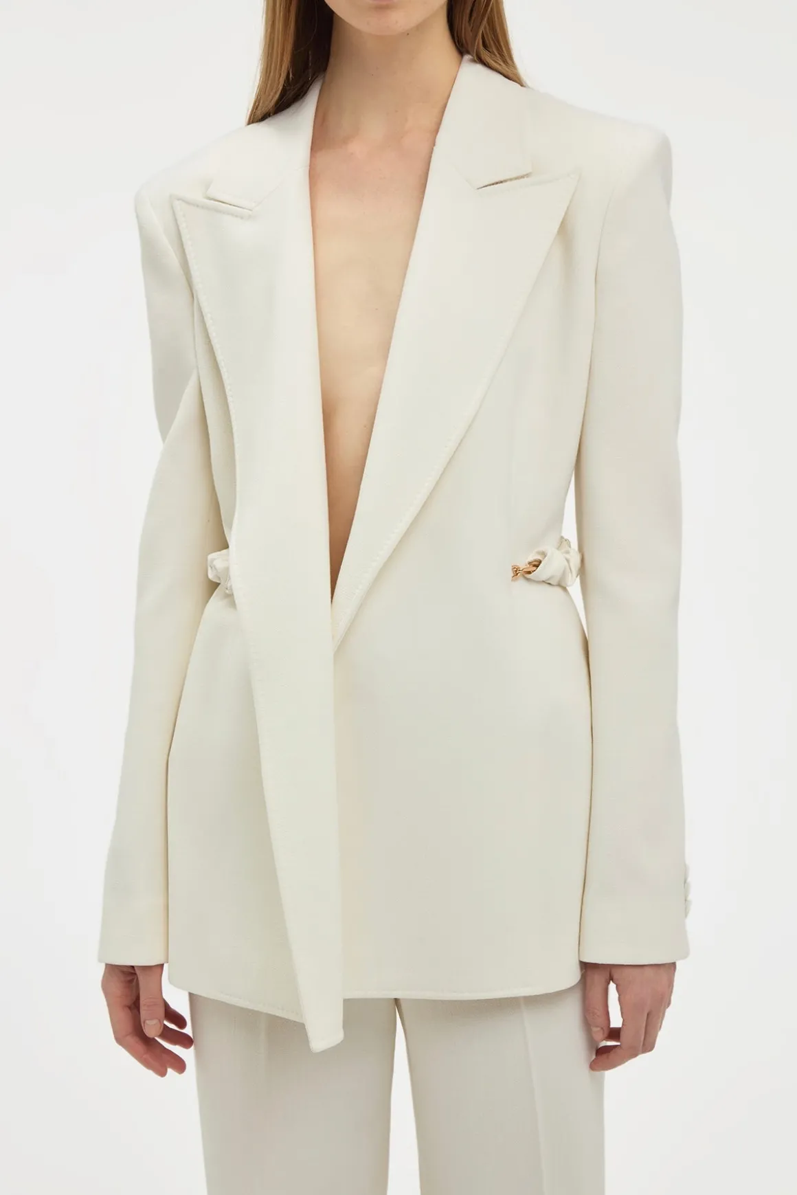 Epona Chain Blazer in Ivory Recycled Virgin Wool