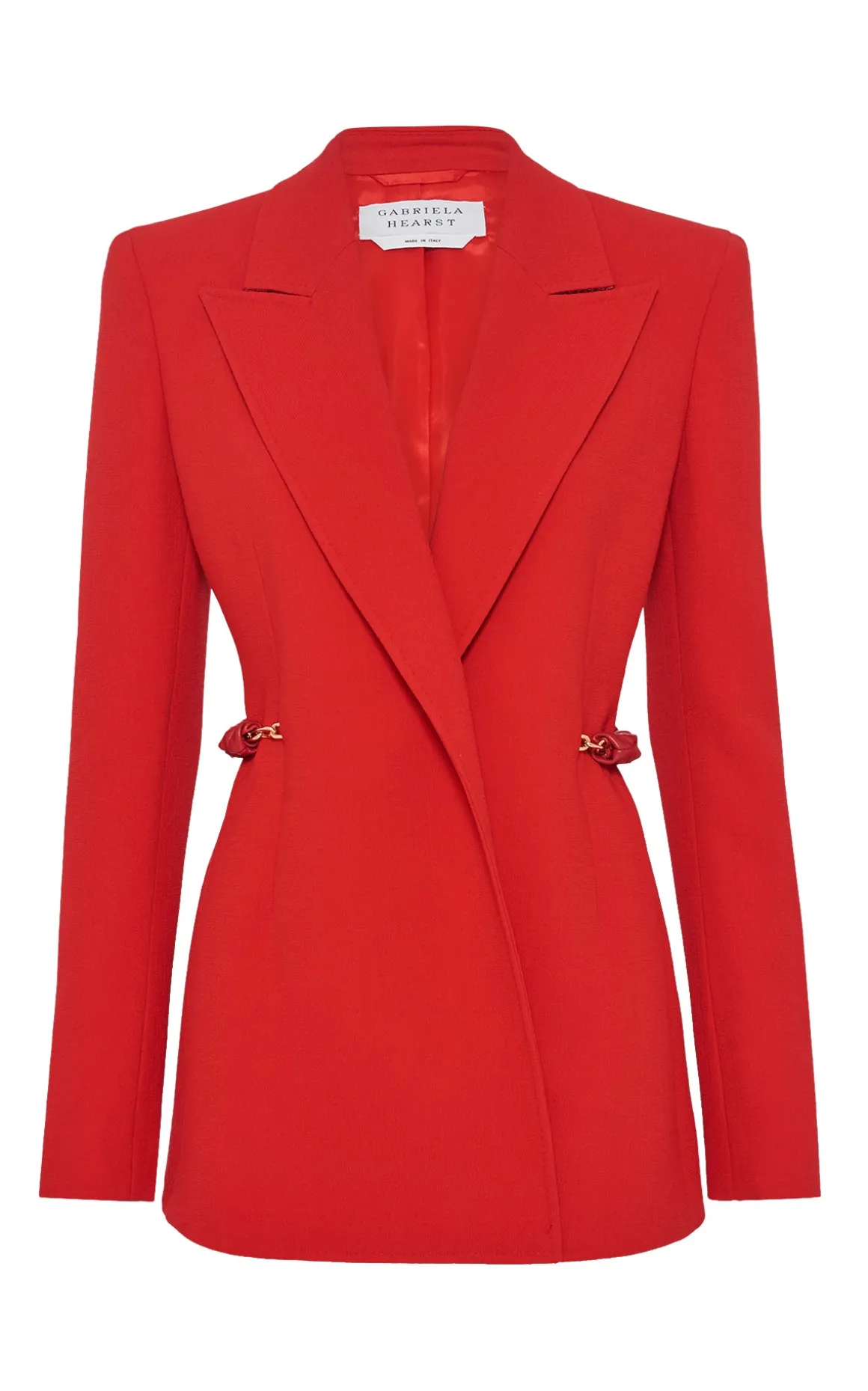 Epona Chain Blazer in Scarlet Red Virgin Wool Crepe