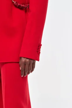 Epona Chain Blazer in Scarlet Red Virgin Wool Crepe