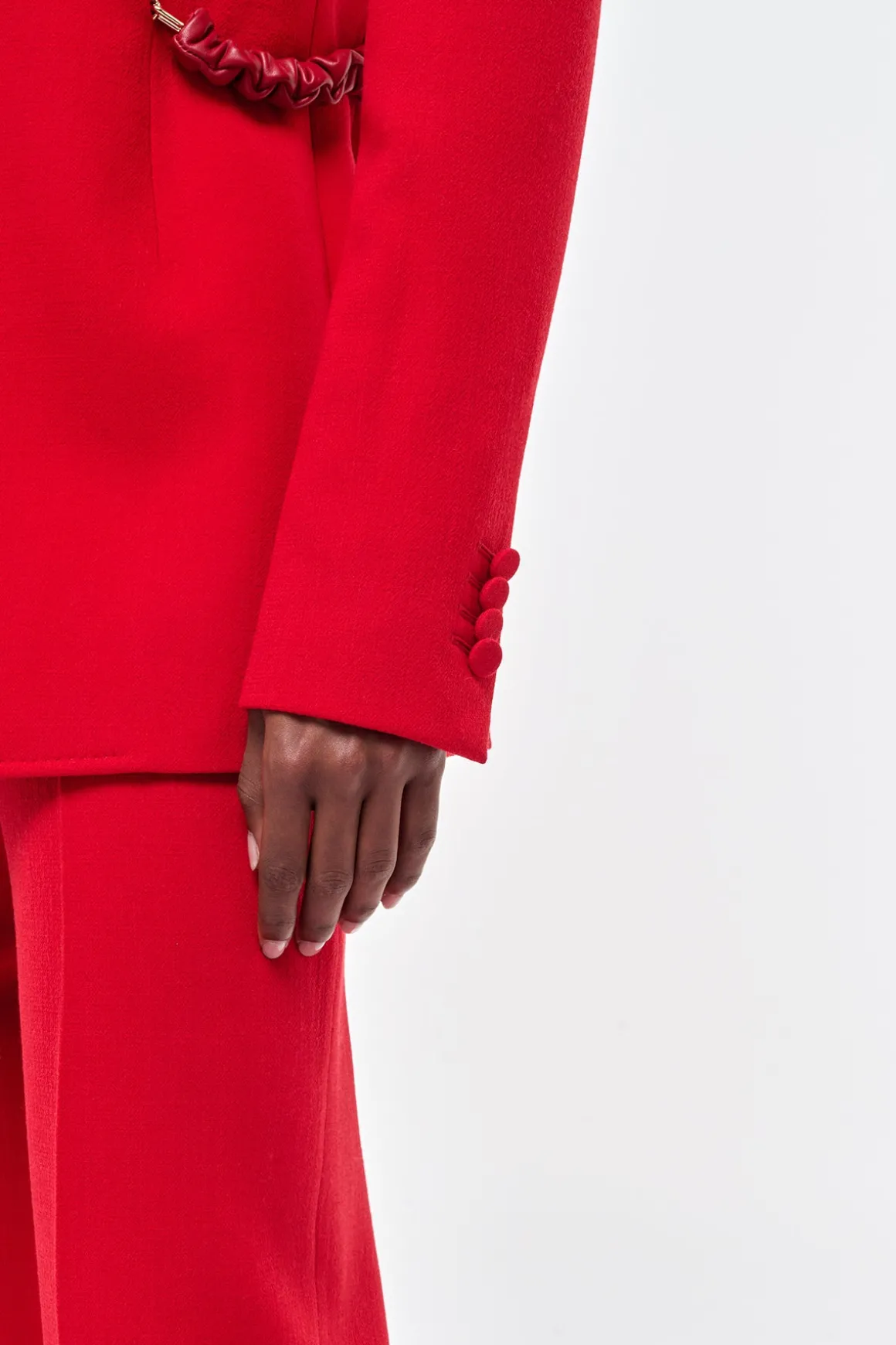 Epona Chain Blazer in Scarlet Red Virgin Wool Crepe