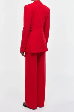 Epona Chain Blazer in Scarlet Red Virgin Wool Crepe