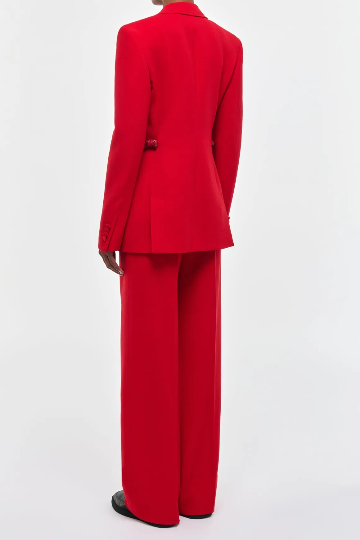 Epona Chain Blazer in Scarlet Red Virgin Wool Crepe