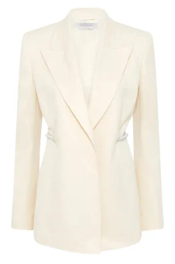 Epona Rope Blazer in Ivory Textured Linen Slub