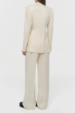 Epona Rope Blazer in Ivory Textured Linen Slub