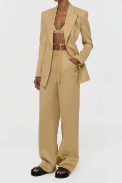 Epona Rope Blazer in Wheat Textured Linen Slub