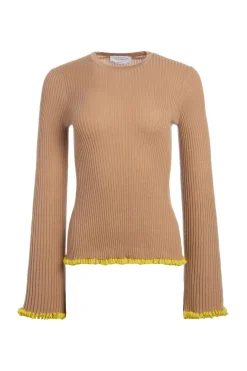 Erya Knit Crewneck Sweater in Camel Cashmere Silk