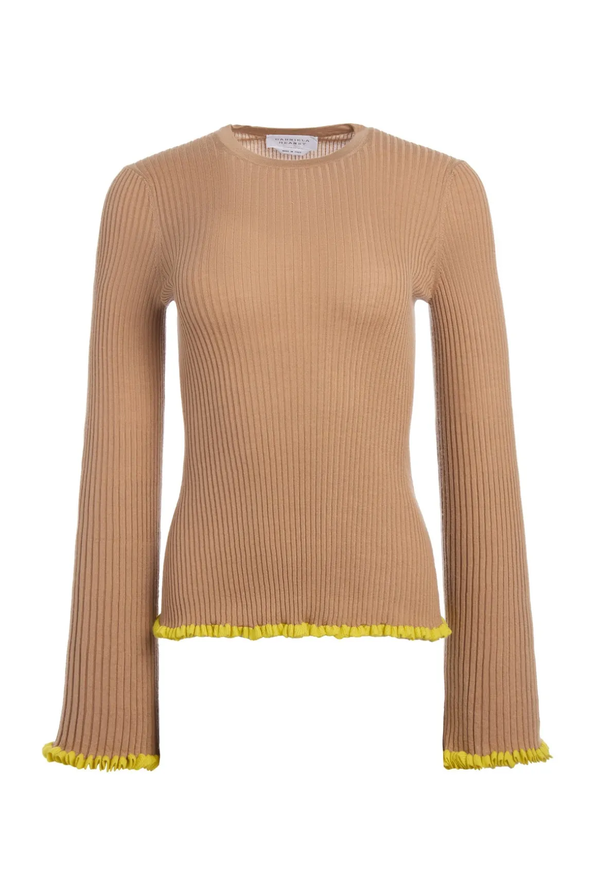 Erya Knit Crewneck Sweater in Camel Cashmere Silk