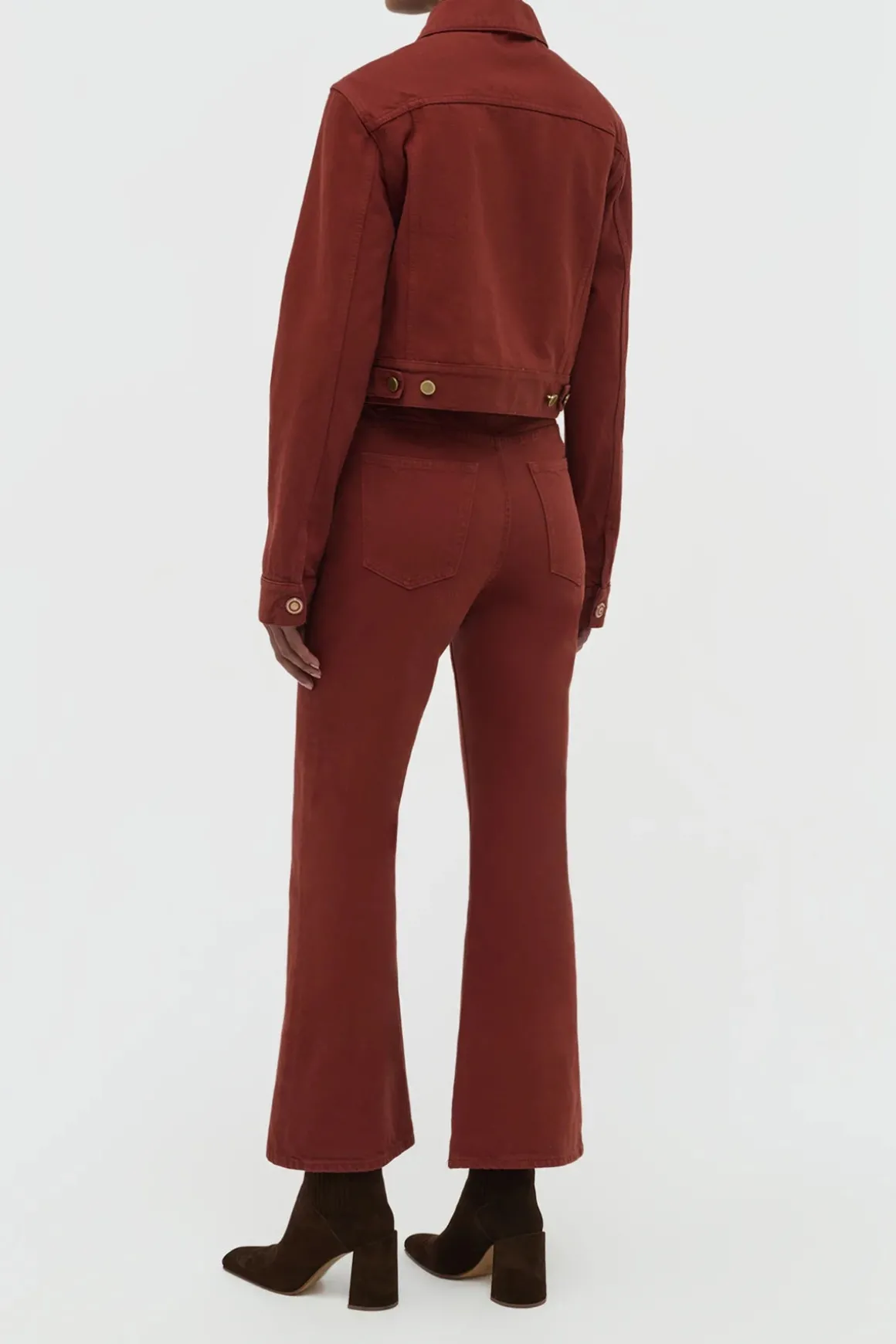 Ezra Bootcut Cropped Jean in Burnt Sienna Recycled Cotton Denim