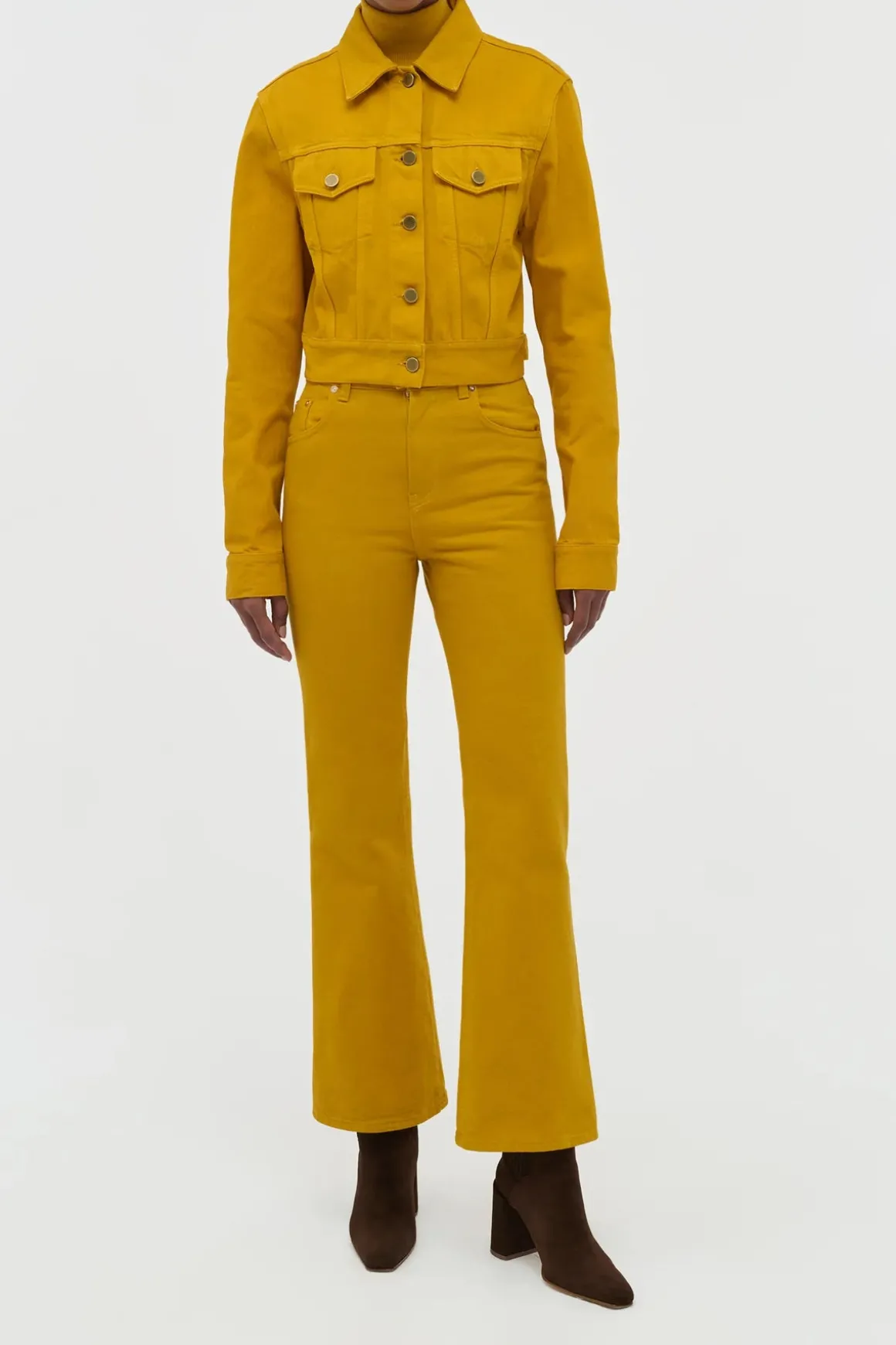 Ezra Bootcut Cropped Jean in Golden Birch Recycled Cotton Denim