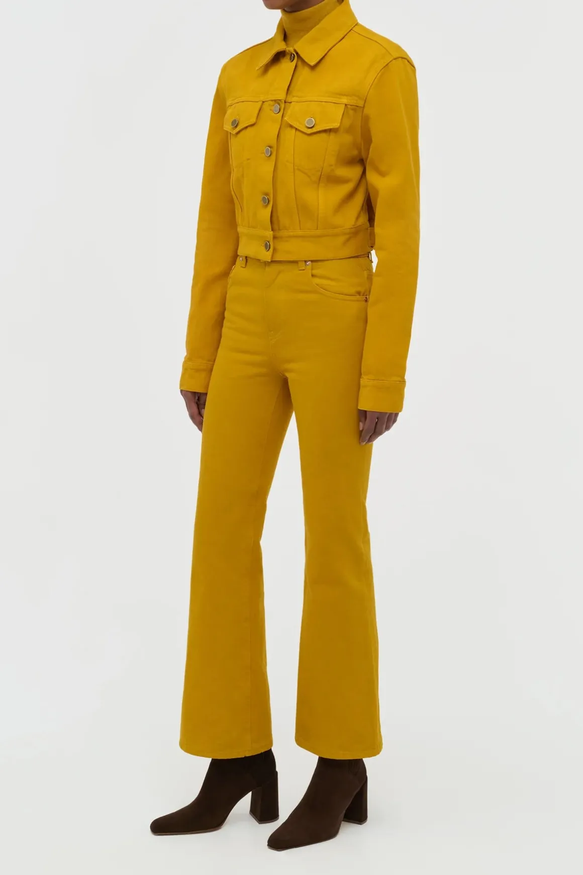 Ezra Bootcut Cropped Jean in Golden Birch Recycled Cotton Denim