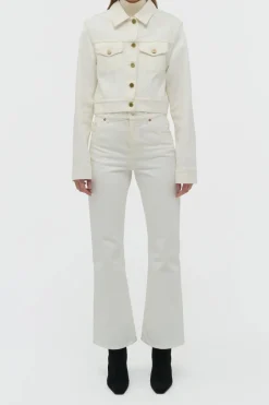 Ezra Bootcut Cropped Jean in White Recycled Cotton Denim
