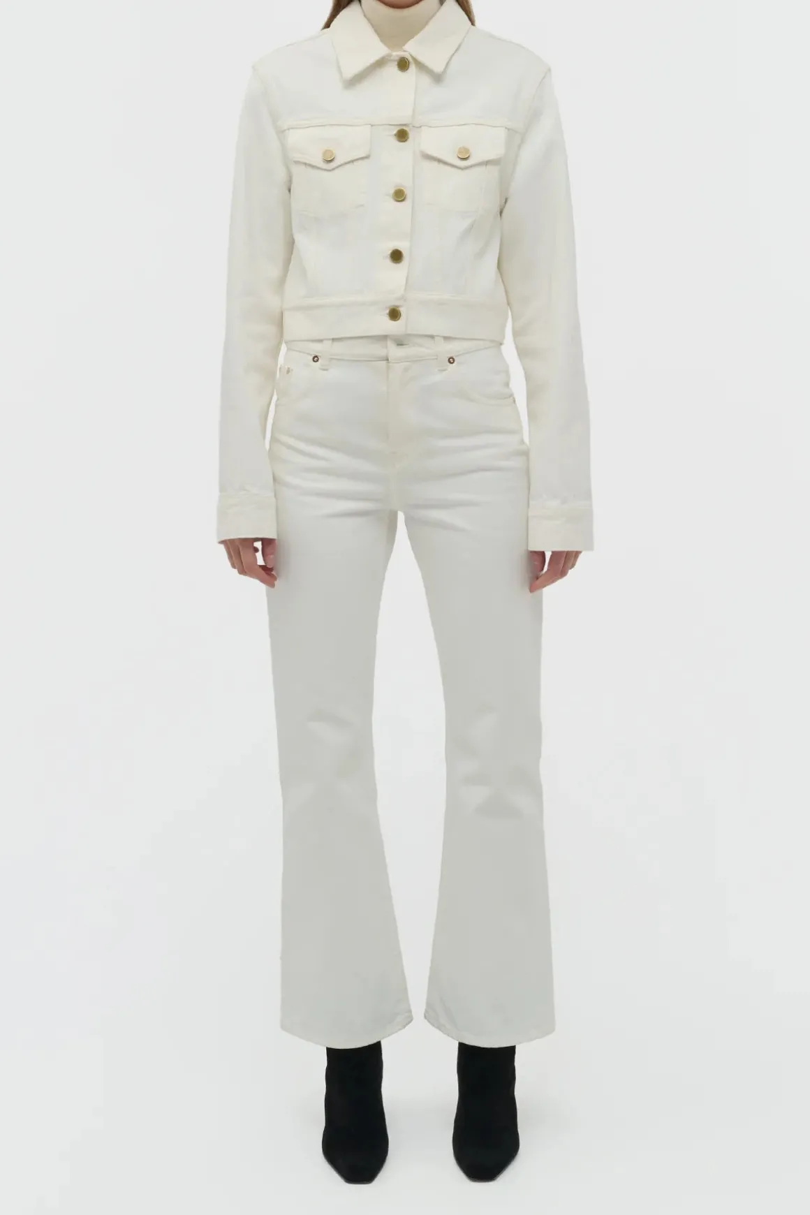 Ezra Bootcut Cropped Jean in White Recycled Cotton Denim
