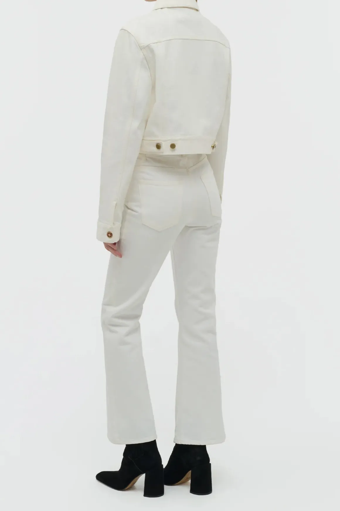 Ezra Bootcut Cropped Jean in White Recycled Cotton Denim