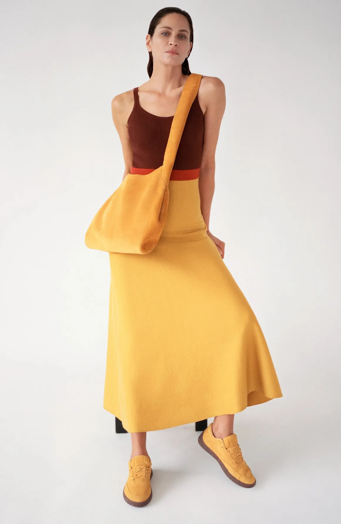 Flaminius Knit Midi Dress in Golden Birch Merino Wool