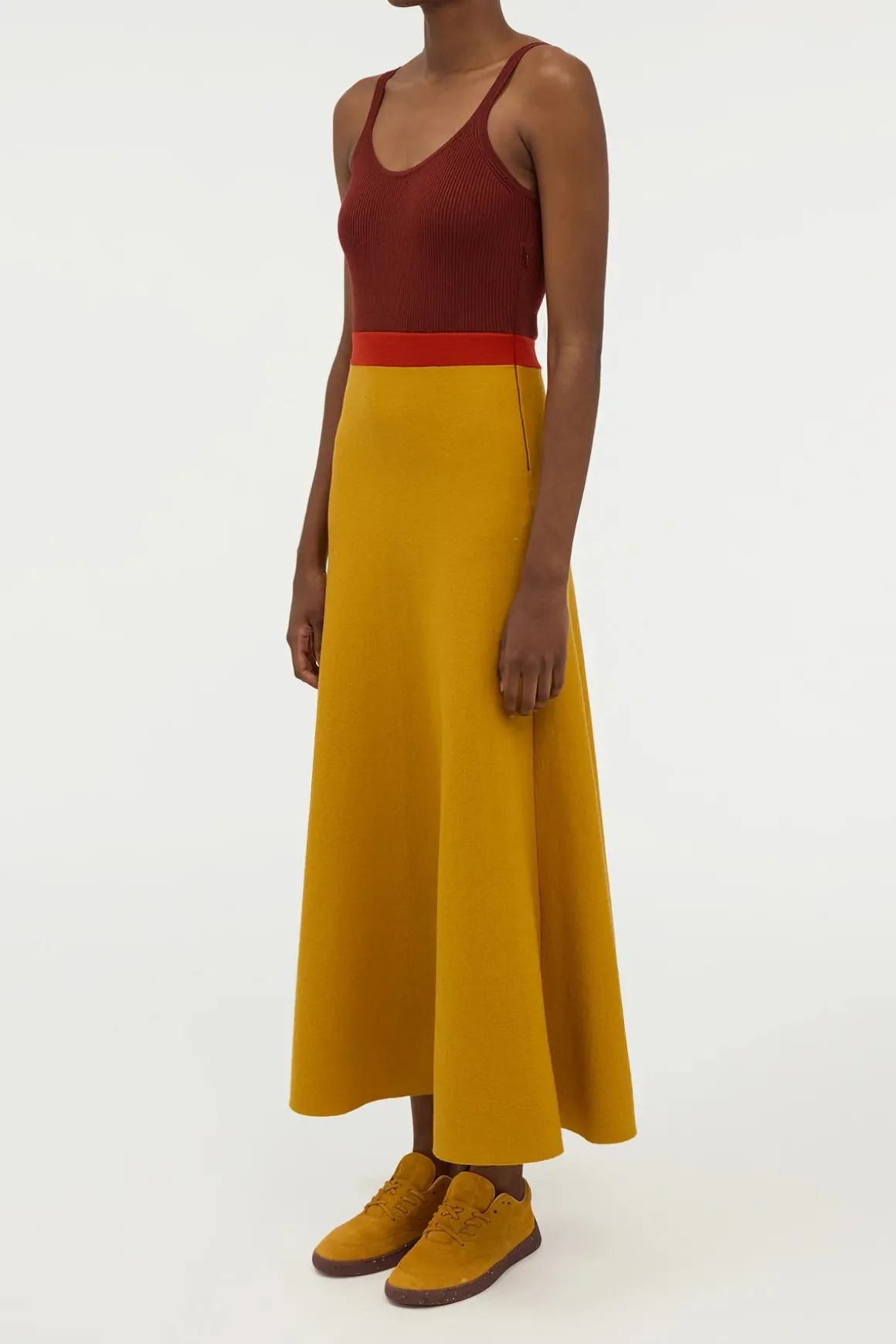 Flaminius Knit Midi Dress in Golden Birch Merino Wool