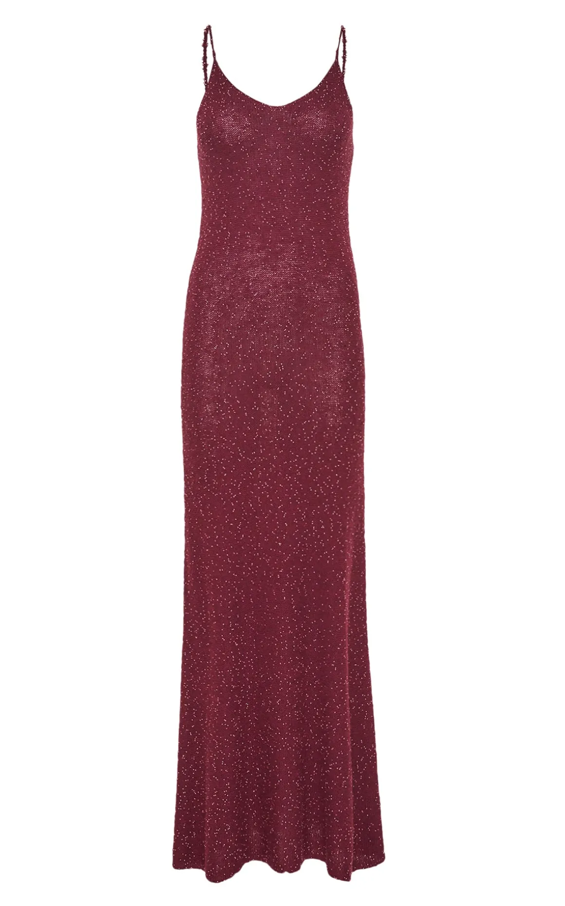 Florian Knit Maxi Slip Dress in Bordeaux Beaded Cashmere Silk