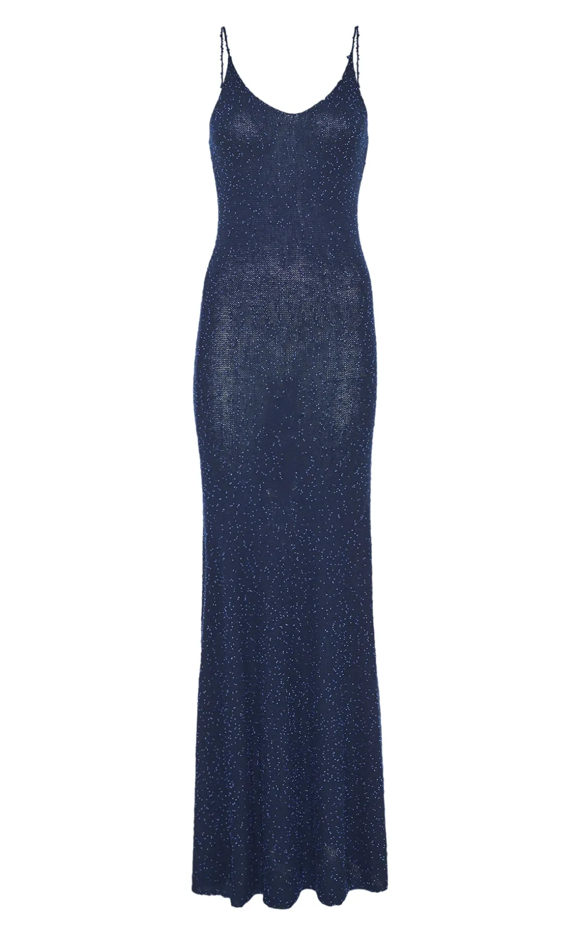 Florian Knit Maxi Slip Dress in Electric Navy Beaded Cashmere Silk