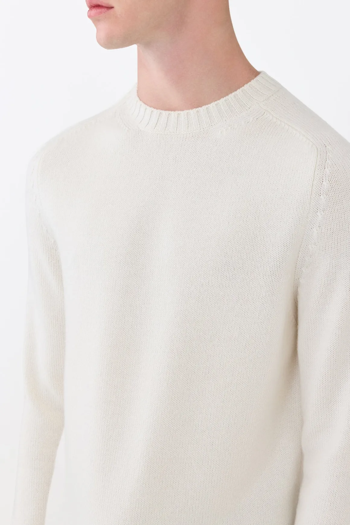 Francesco Knit Sweater in Ivory Cashmere