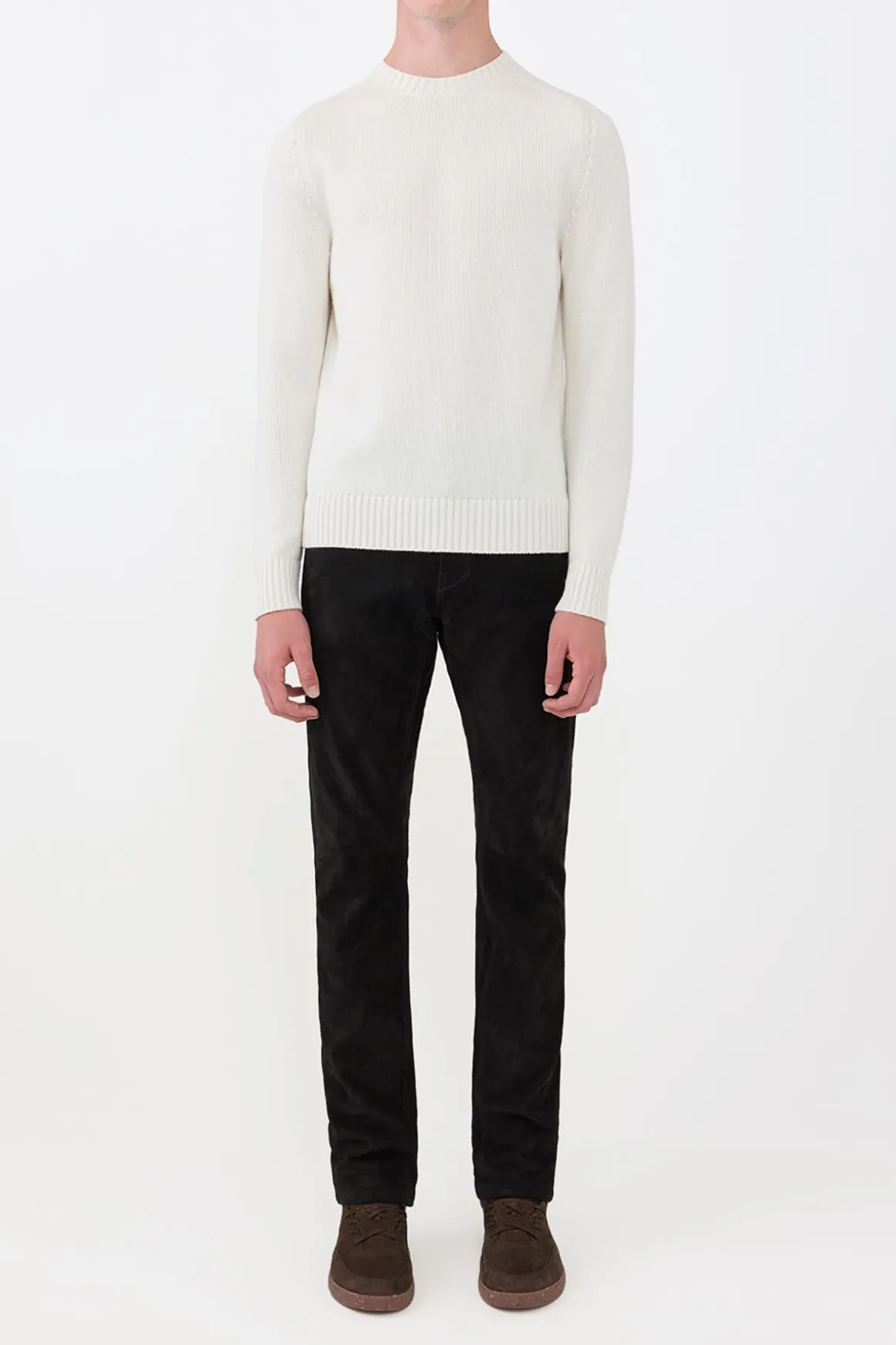 Francesco Knit Sweater in Ivory Cashmere